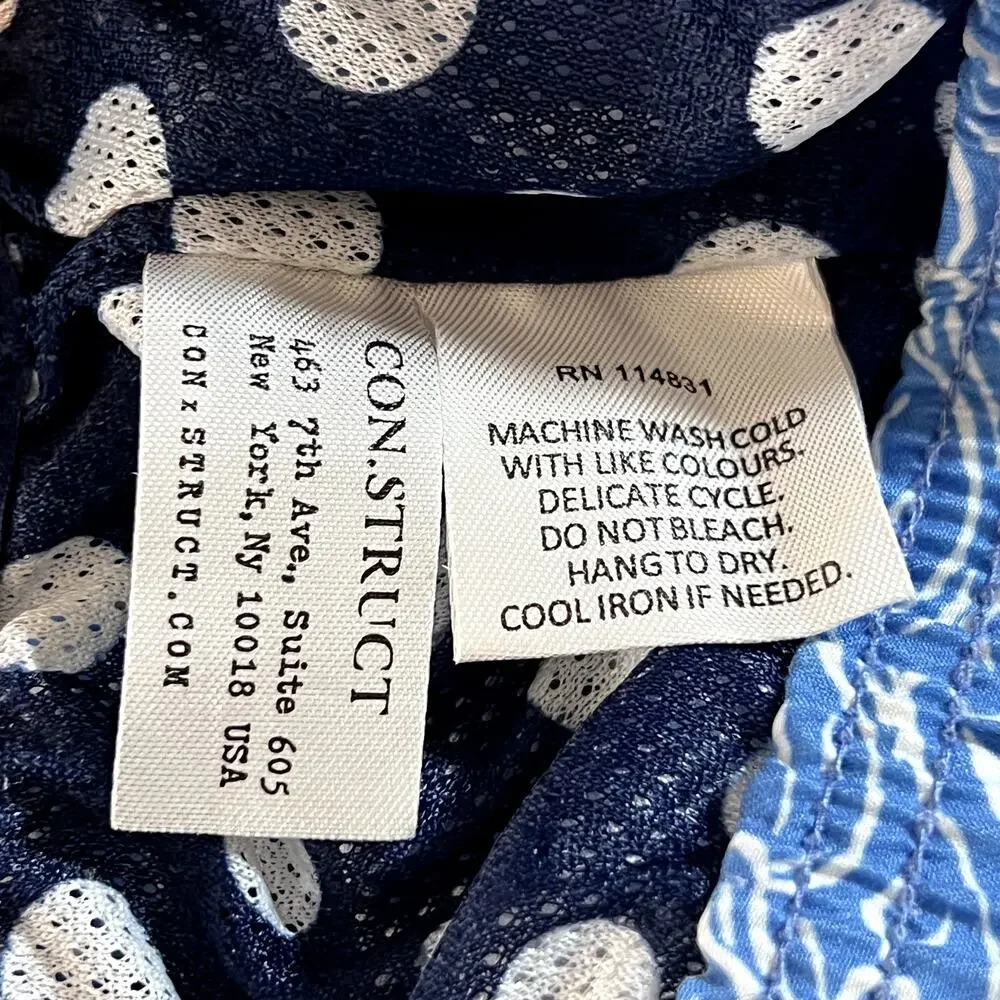 Con.Struct Tidal Wave Print Swim Shorts Blue White Mens Large Beach Pool Lake
